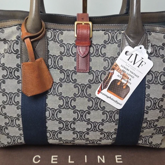 Celine 1980's Vintage Ultra Rare Collectors Piece Canvas/Leather expandable tote - Picture 5 of 17